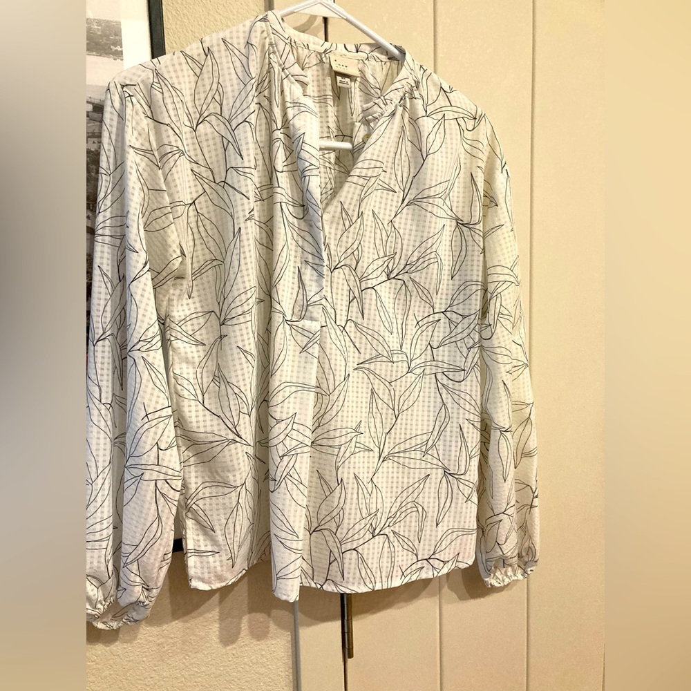 Black and white floral blouse